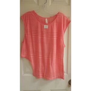 Col Story Blouse, junior girls size Small, peach thin, striped sleeveless NWT